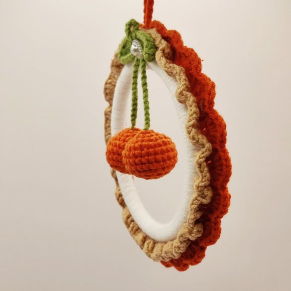 Handmade Amigurumi Crochet Tangerine Christmas Tree and Car Hanging Ornament - Picture 6 of 8